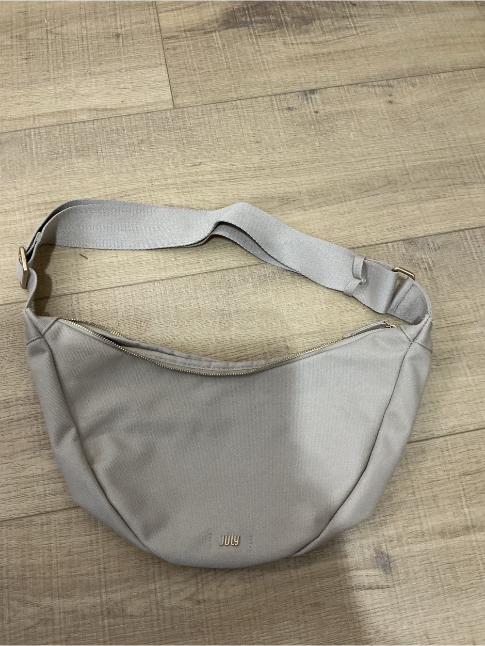 July Crescent Crossbody Bag in Light Gray